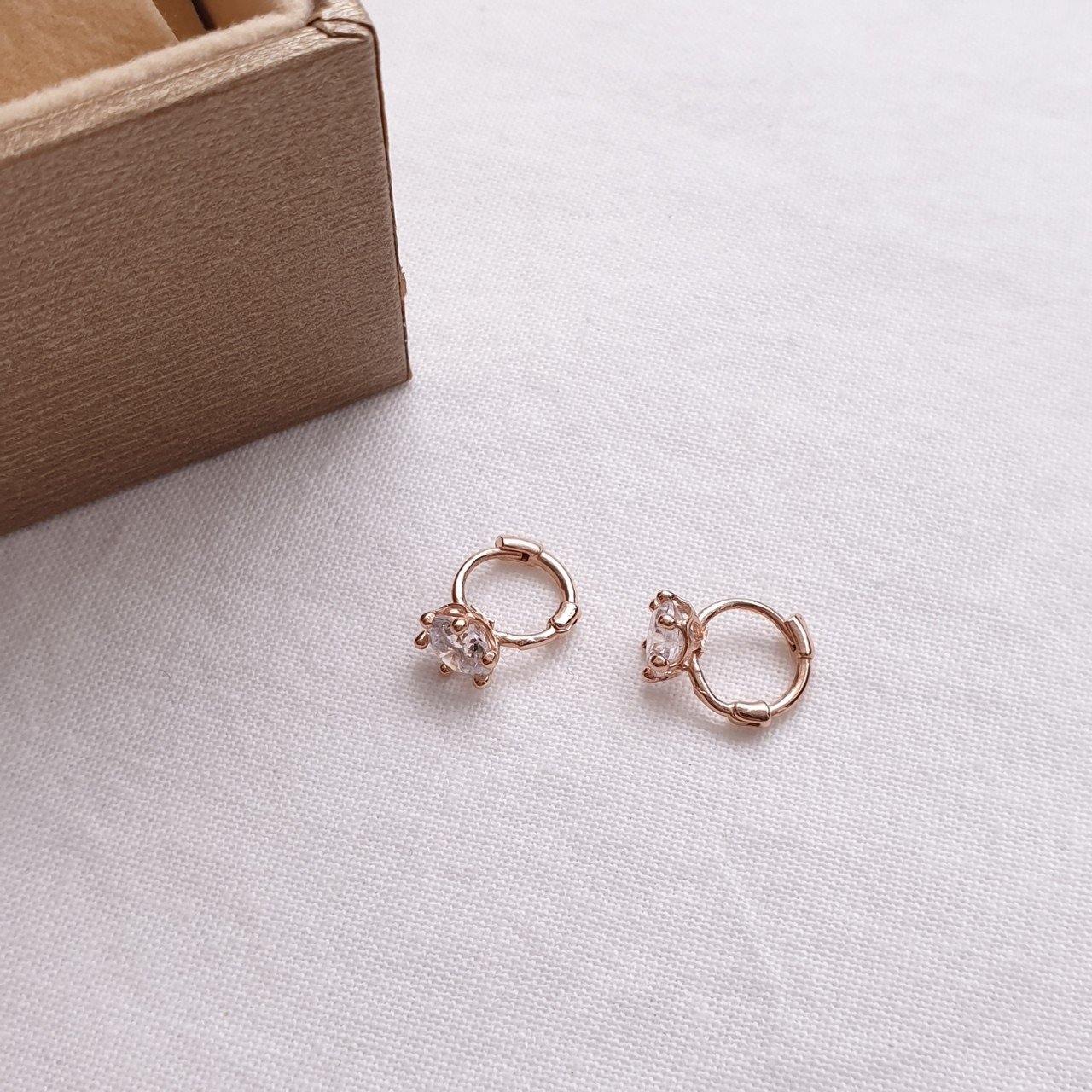 5 mm Cubic Huggie Earring – 14K Massivgold (Gold & Roségold)